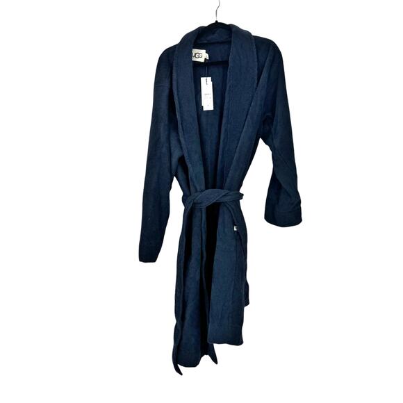 UGG Men's Cotton Turner Terry Robe Long Sleeve Navy Blue Size L/XL NWT - Picture 7 of 13